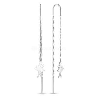 Серьги-продёвки из серебра родированные