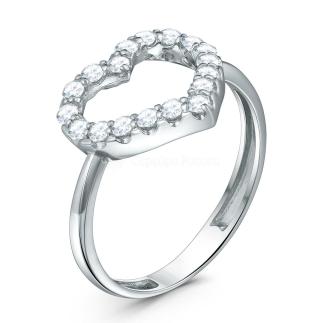 Кольцо из серебра с фианитами родированное