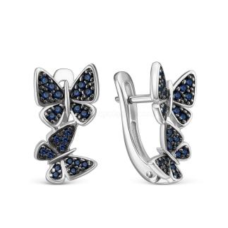 Серьги из серебра с нат.шпинелью родированные