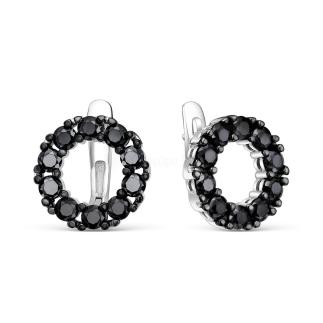 Серьги из серебра с нат.шпинелью родированные