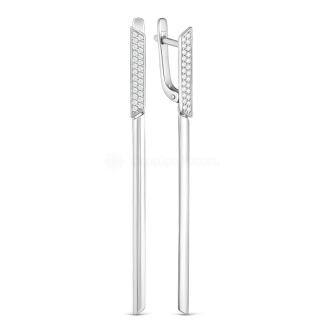 Серьги из серебра с фианитами родированные