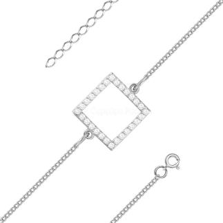 Браслет из серебра с фианитами родированный