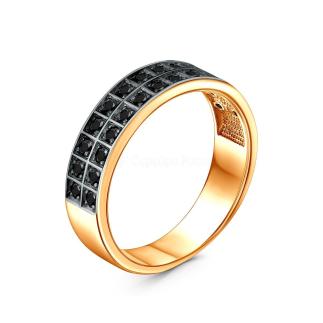 Кольцо из золочёного серебра с фианитами и родированием