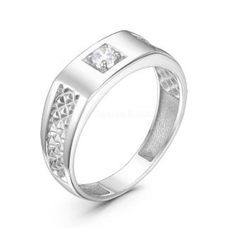 Кольцо из серебра с фианитом родированное