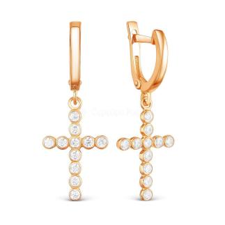 Серьги из золочёного серебра с фианитами