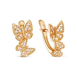 Серьги из золочёного серебра с фианитами