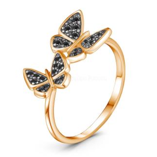 Кольцо из золочёного серебра с нат. шпинелью