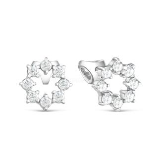 Серьги-пусеты из серебра с фианитами родированные