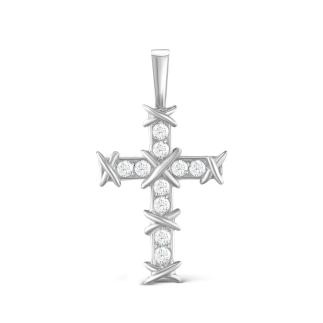 Подвеска из серебра с фианитами родированная