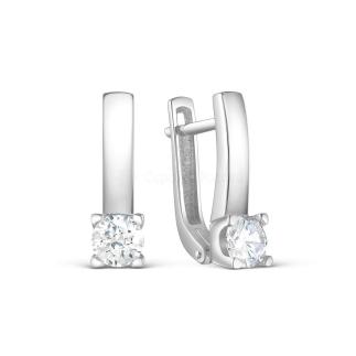 Серьги из серебра с фианитами родированные