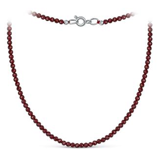 Колье из серебра с гранатом родированное