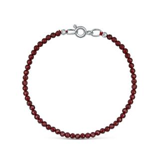 Браслет из серебра с гранатом родированный