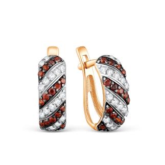 Серьги из золочёного серебра с фианитами