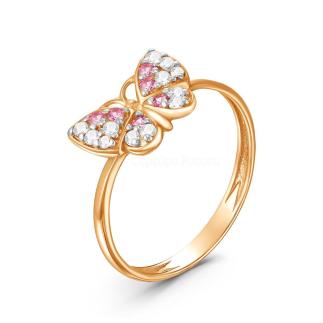 Кольцо из золочёного серебра с фианитами