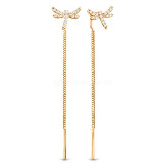 Серьги-продёвки из золочёного серебра с фианитами