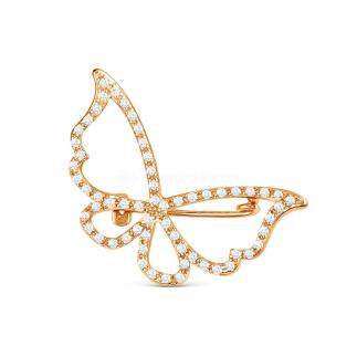 Брошь из золочёного серебра с фианитами - Бабочка