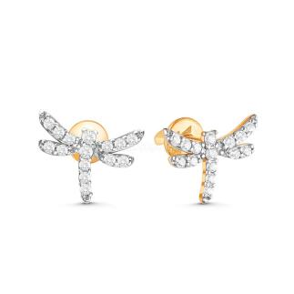 Серьги-пусеты из золочёного серебра с фианитами