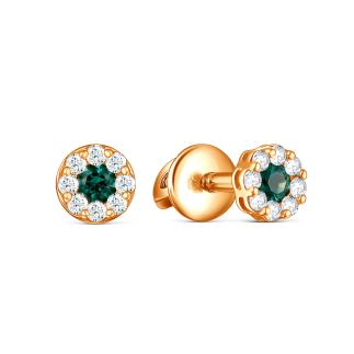 Серьги-пусеты из золочёного серебра с фианитами