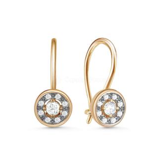 Серьги детские из золочёного серебра с фианитами