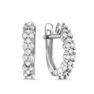 Серьги из серебра с фианитами родированные