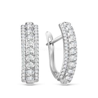 Серьги из серебра с фианитами родированные