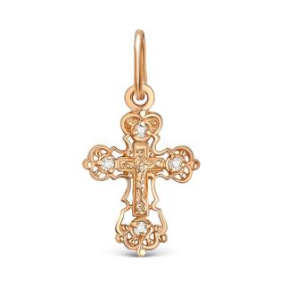 Крест из золочёного серебра с фианитами - 2,9 см