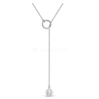 Колье из серебра с горным хрусталём родированное