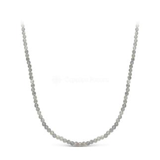 Колье из серебра с бусинами нат. лабрадора родированное