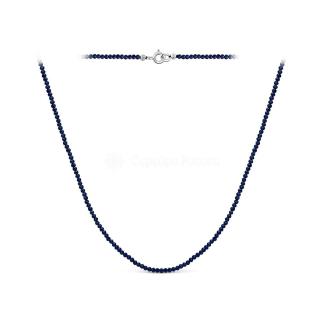 Колье из серебра с бусинами синтетической синей шпинели родированное