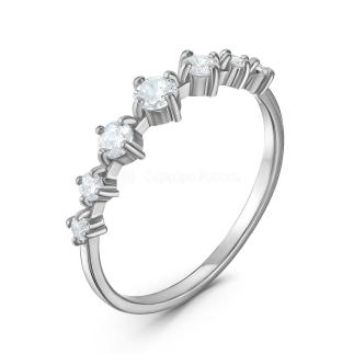 Кольцо из серебра с фианитами родированное