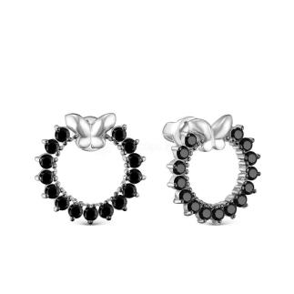 Серьги-пусеты из серебра с фианитами родированные