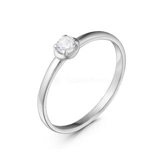 Кольцо из серебра с фианитом родированное на предложение руки