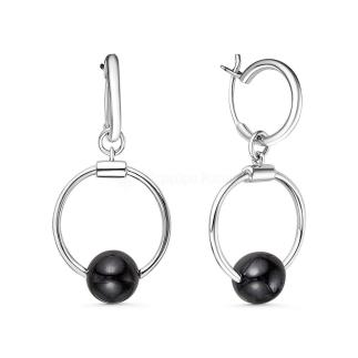 Серьги из серебра с керамикой родированные