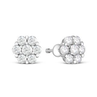 Серьги-пусеты из серебра с фианитами родированные