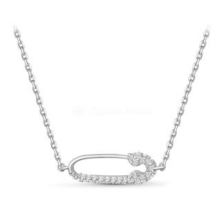 Колье из серебра с фианитами родированное - Булавка