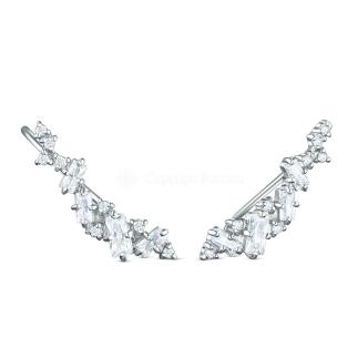 Серьги-продёвки из серебра с фианитами родированные