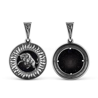 Подвеска кулон серебро знак зодиака Телец оберег амулет с натуральным камнем авантюрин оксидирование