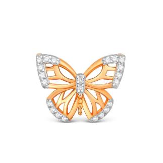 Подвеска из золочёного серебра с фианитами и родированием - Бабочка