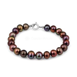 Браслет из серебра с культ.речн.жемчугом родированный