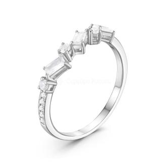 Кольцо из серебра с фианитами родированное