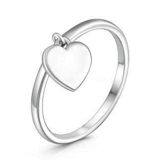 Кольцо из серебра родированное - Сердце