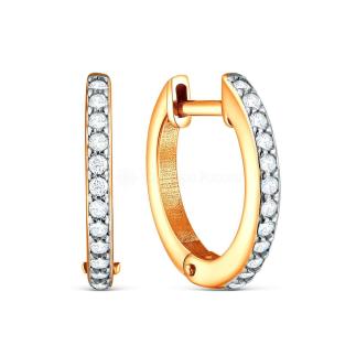 Серьги из золочёного серебра с фианитами и родированием