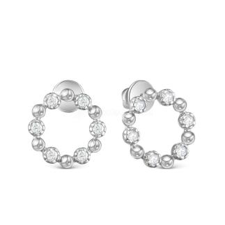 Серьги-пусеты из серебра с фианитами родированные