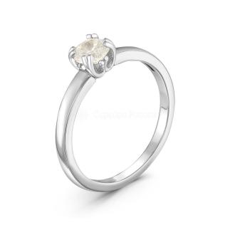 Кольцо из серебра с бриллианитом цв. шампань родированное