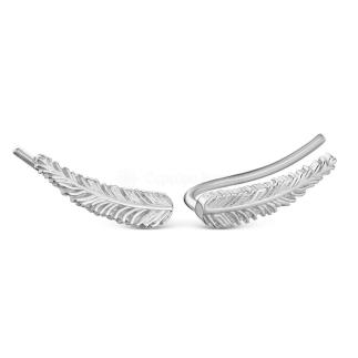 Серьги-продёвки Перья из серебра родированные