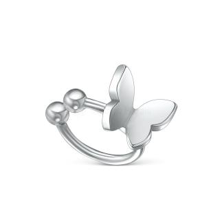 Серьга-каффа из серебра родированная - Бабочка