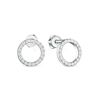 Серьги-пусеты из серебра с фианитами родированные