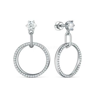 Серьги-пусеты из серебра с фианитами родированные - Кольца