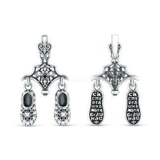 Подвеска из чернёного серебра с фианитами - тапочка св.Спиридона