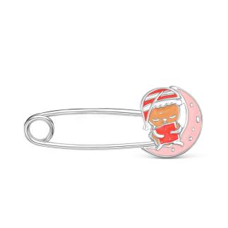 Булавка из серебра с эмалью родированная